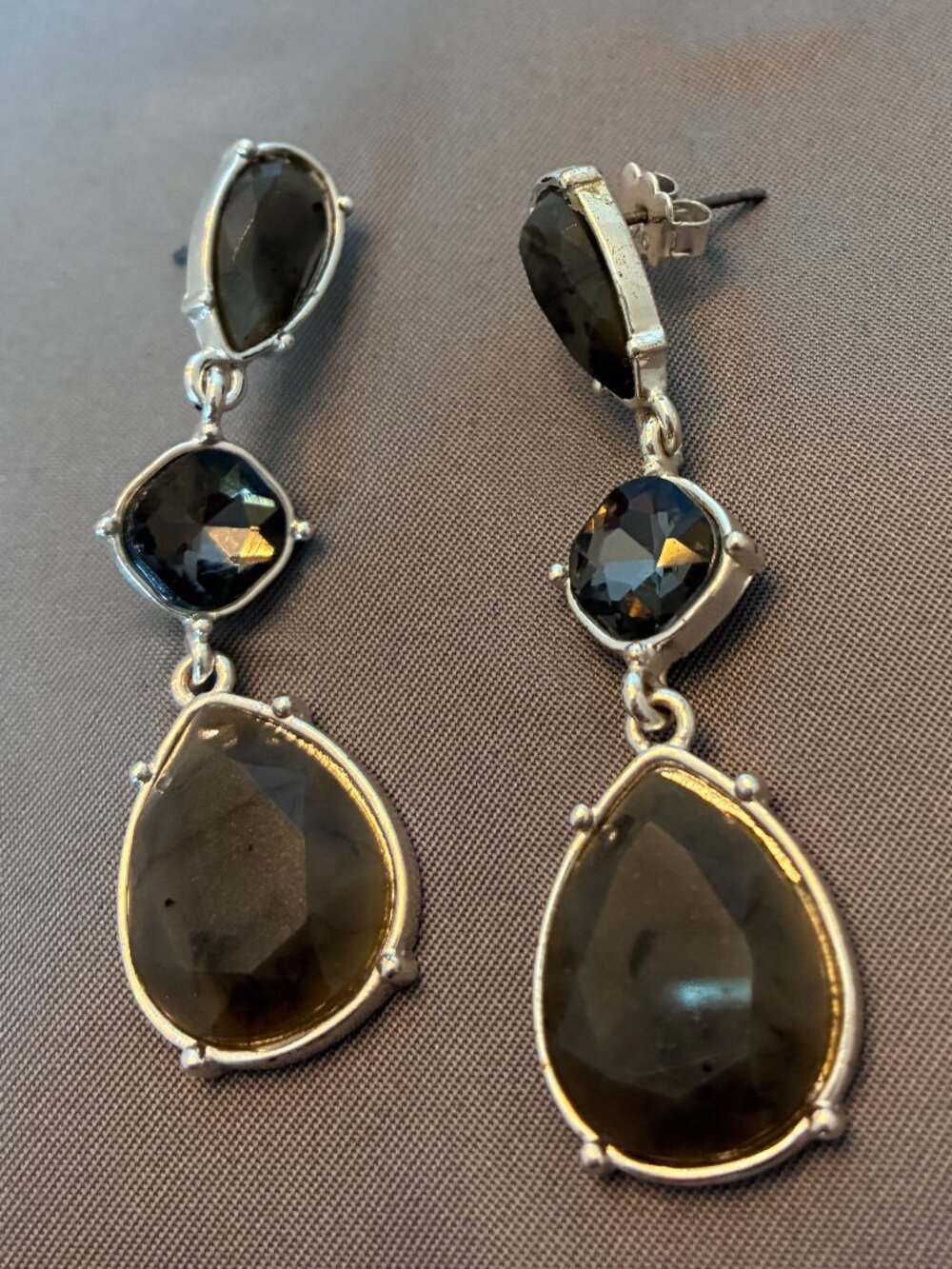 Sterling Silver Dangle Earrings with Smoky Quartz Gemstones